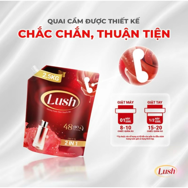Túi dùng thử- Túi nước giặt Lush 150ml hương nước hoa lôi cuốn, lưu hương 48g