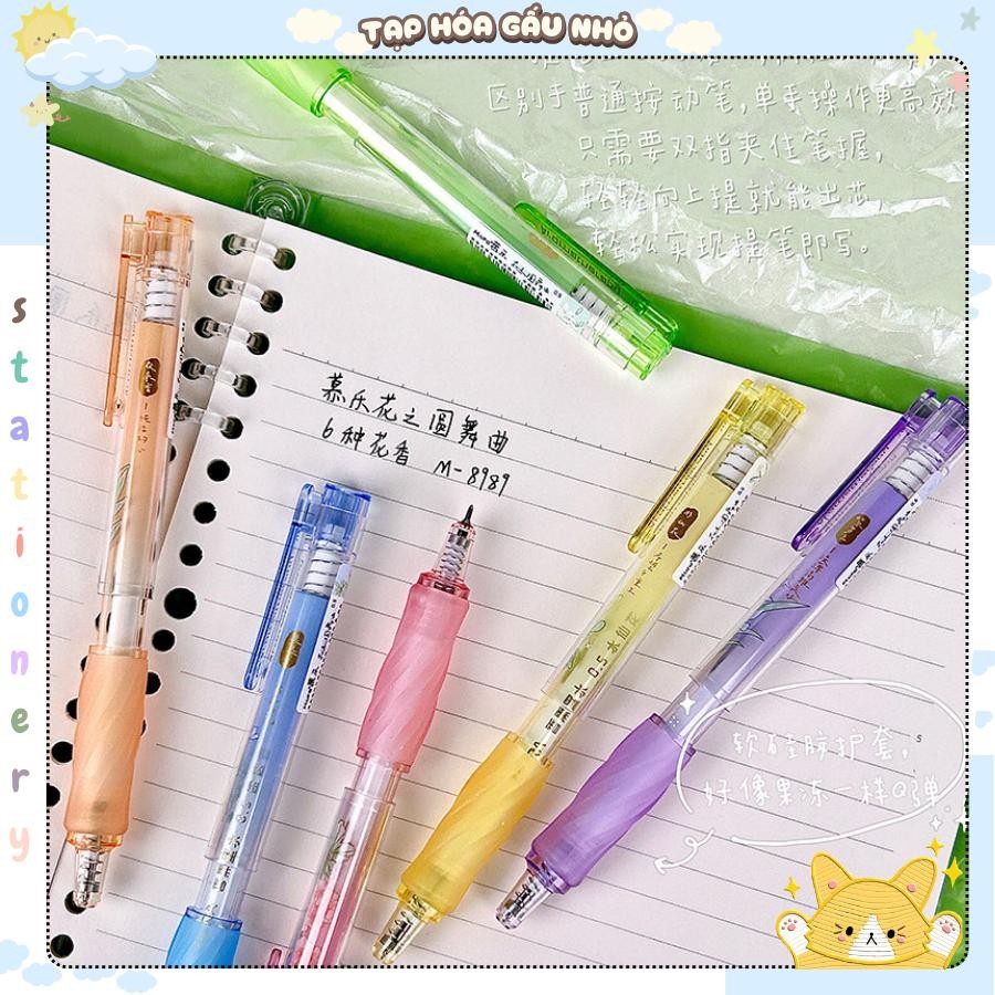 Bút gel Mura M-8989 Flower Dream Song Aromatherapy Hoa Cỏ Thơm Mát mực đen 0.5mm - taphoagaunho