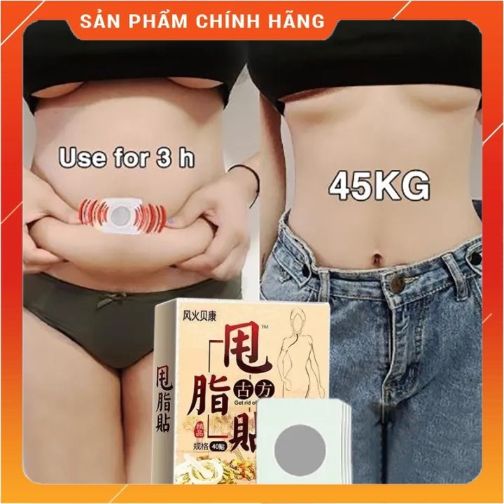[Hộp 40 Miếng] Dán Tan Mỡ Bụng Đông Y Giảm Béo, Giảm Cân Đốt Cháy Mỡ Thừa (phukientrungbinh)