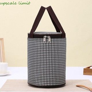 Túi giữ nhiệt hình trụ UPSCALE LIMIT, Túi đựng hộp cơm trưa cách nhiệt lót lá nhôm, Dây kéo đôi chống thấm nước dung tích lớn Thực phẩm giữ mát tươi Thùng giữ nhiệt