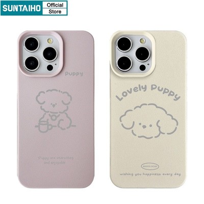 Suntaiho Ngộ nghĩnh Dễ Thương Vỏ Đơn Giản Họa Tiết Chó Cho Iphone 16 15 14 13 12 11 Pro Max IP 7 8 Plus Iphon X Xs XR Xs Max Silicon Mềm Cao Cấp Chống Sốc