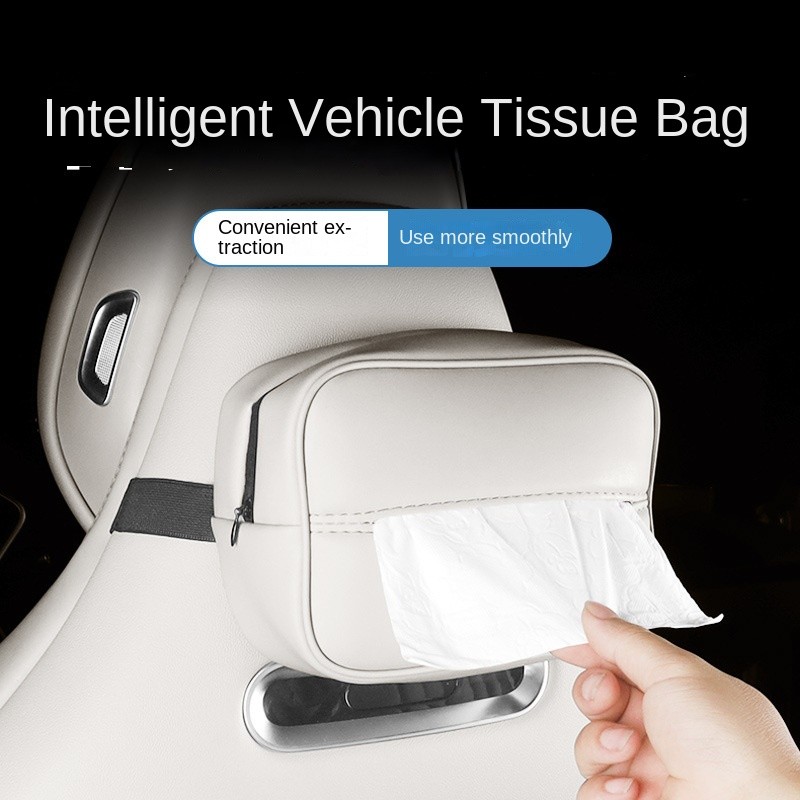 Zhijie Car Tissue Box Hanging Tissue Bag Paper Extraction Box Tissue Cover Tissue Bag Accessories Ca