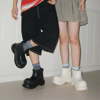 XIXITIAO Giày Đi Mưa Nữ Thoải Mái Màu Trơn Mũi Tròn Sinh Viên Chống Thấm Nước Bốn Mùa Đa Năng Ngoài Trời