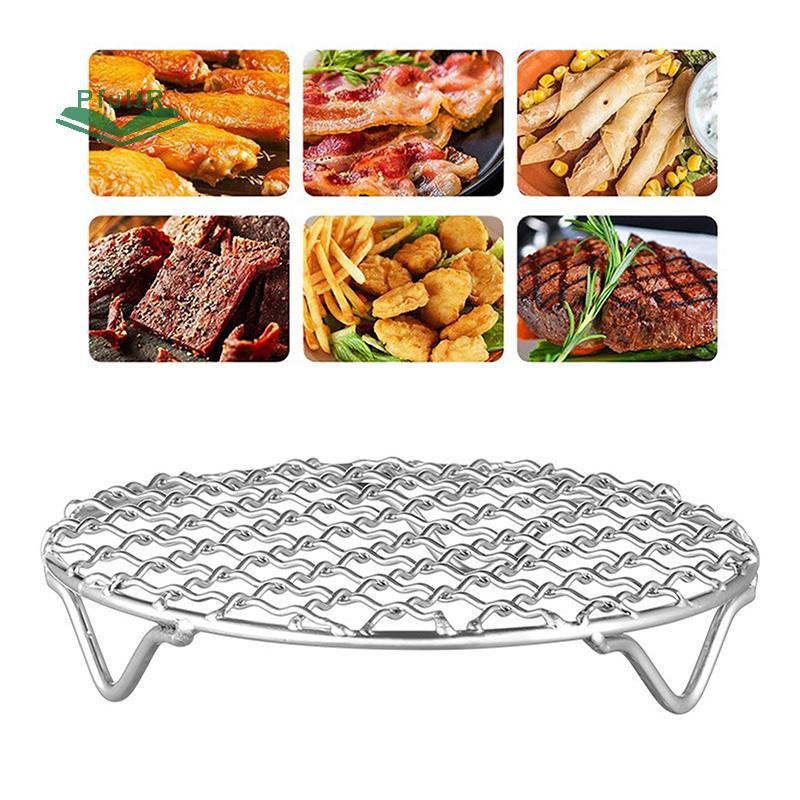 Giá nồi chiên không khí tròn PfultR có chân Giá nướng lưới có thể xếp chồng lên nhau bằng thép không gỉ Chống ăn mòn cho nồi hấp lò nướng nhà bếp gia đình.
