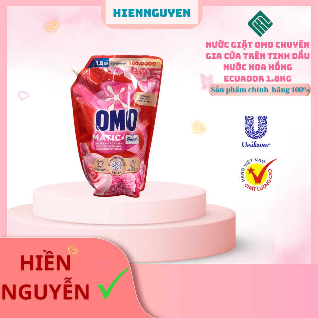 Nước giặt Omo Cửa Trên Hoa Hồng Ecuador túi 1.8kg