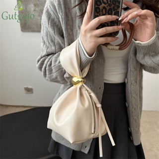 Túi ly hợp bằng da PU GUTGOJO, Túi dạ hội dự tiệc dung tích lớn màu trơn, Túi xách tay có dây kéo bên hông phong cách Hàn Quốc Túi xô xếp li Nữ / Bé gái