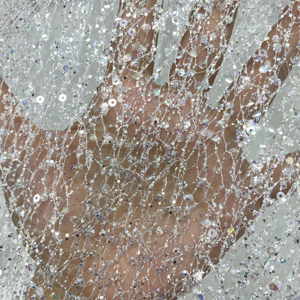 Phối cảnh váy lưới Tia Chớp váy diy Váy Ren Thiết kế quần áo vải gạc váy đính sequin lấp lánh