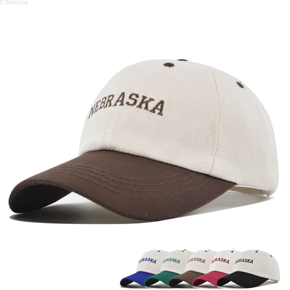 Mũ bóng chày Nebraska thêu tương phản, phù hợp cho nam và nữ, chống nắng hiệu quả