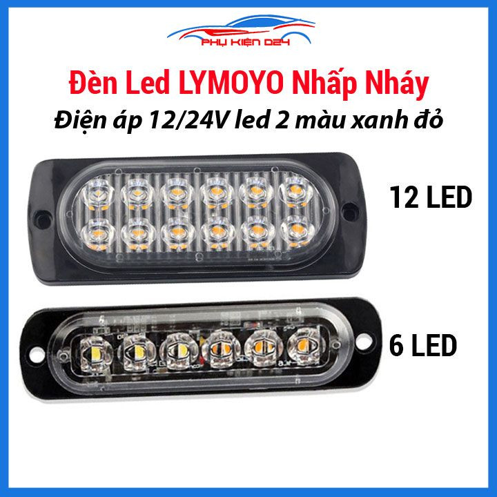 Đèn led lymoyo nhấp nháy 12v-24v led 2 màu xanh đỏ