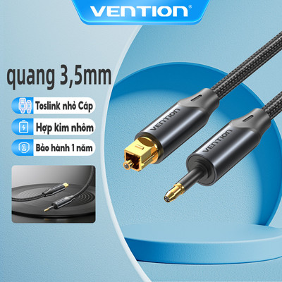 Cáp âm thanh quang học Vention Toslink đến cáp âm thanh Mini Toslink 3,5mm Cáp âm thanh cổng tròn âm Hi-Fi Toslink hỗ trợ Dolby DTS PCM và Âm vòm 5.1