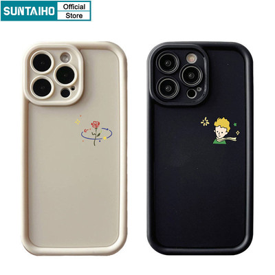 Suntaiho Vỏ Thời Trang Hoạt Hình Bé Trai Họa Tiết Hoa Cặp Đôi Ốp lưng IPhone 16 15 14 12 13 11 Pro Max IP 7 8 Plus Iphon X XR Xs Max Silicon Mềm Cao Cấp Chống Sốc Ốp Lưng