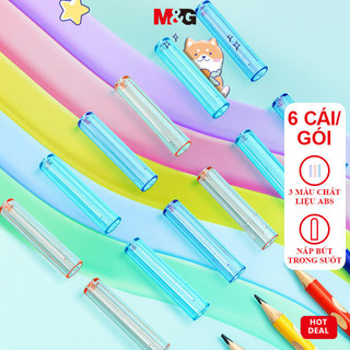 M&G Trong Suốt Nắp Bút Chì 3 Màu Mở Rộng Bút Chì Vỏ Bảo Vệ Nib ABT984C7 Nắp Bút Chì 6 Chiếc