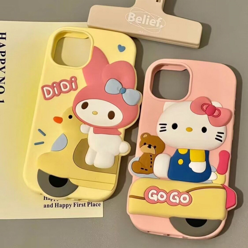 Ốp điện thoại Hello Kitty hoạt hình Melody 16/15/14/13 cho iPhone Xsmax/Xr, ốp bảo vệ silicone