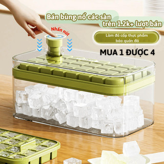 Khay Làm Đá Dạng Viên Nhấn Nút TOM&TOM Đá Tự Rơi Gọn Gàng Dễ Lấy Bỏ Hộp Tiện Lợi Cho Tủ Lạnh Tặng Kèm Nhiều Phụ Kiện