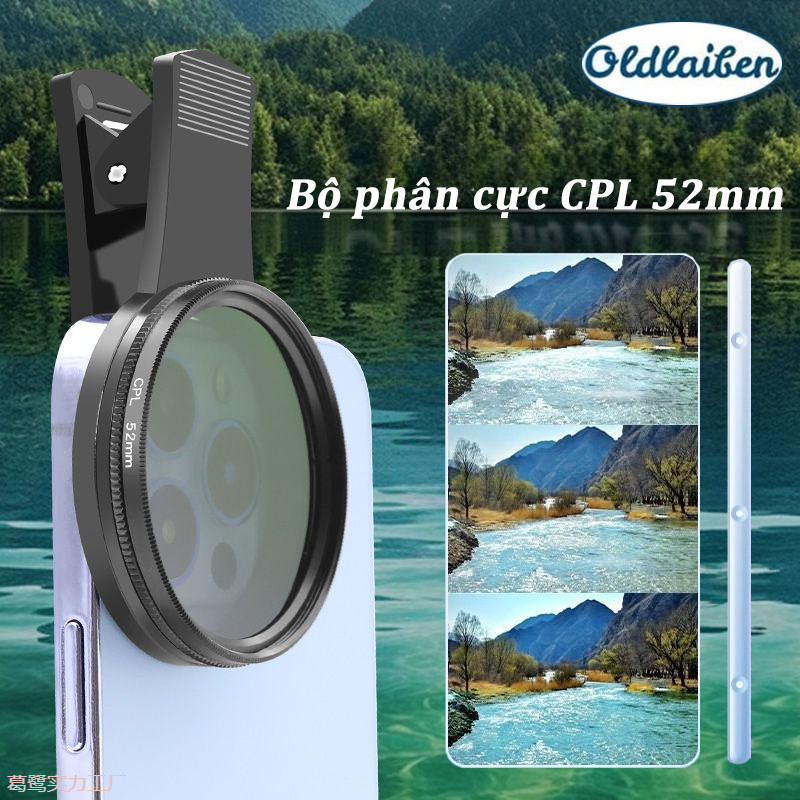 【Đi kèm kẹp và khăn lau ống kính】Bộ phân cực CPL 52mm,Giảm phản xạ ống kính, Có Thể Điều Chỉnh
