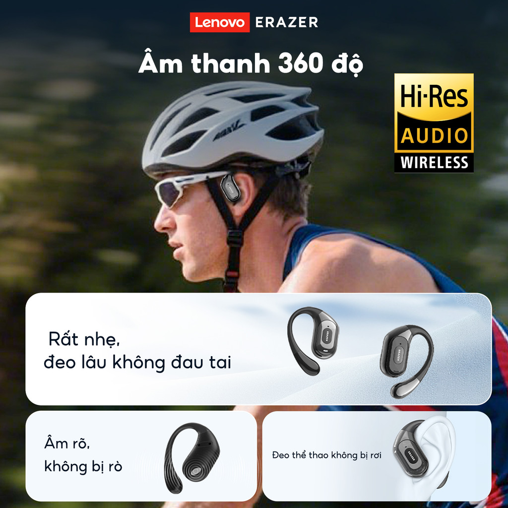 Lenovo ERAZER XF51 AI dịch bằng 134 ngôn ngữ Tai nghe Bluetooth V6.0 tai nghe dịch thuật 360° Chất lượng âm thanh HD Tai nghe thể thao Chống nước IP55 | BigBuy360 - bigbuy360.vn