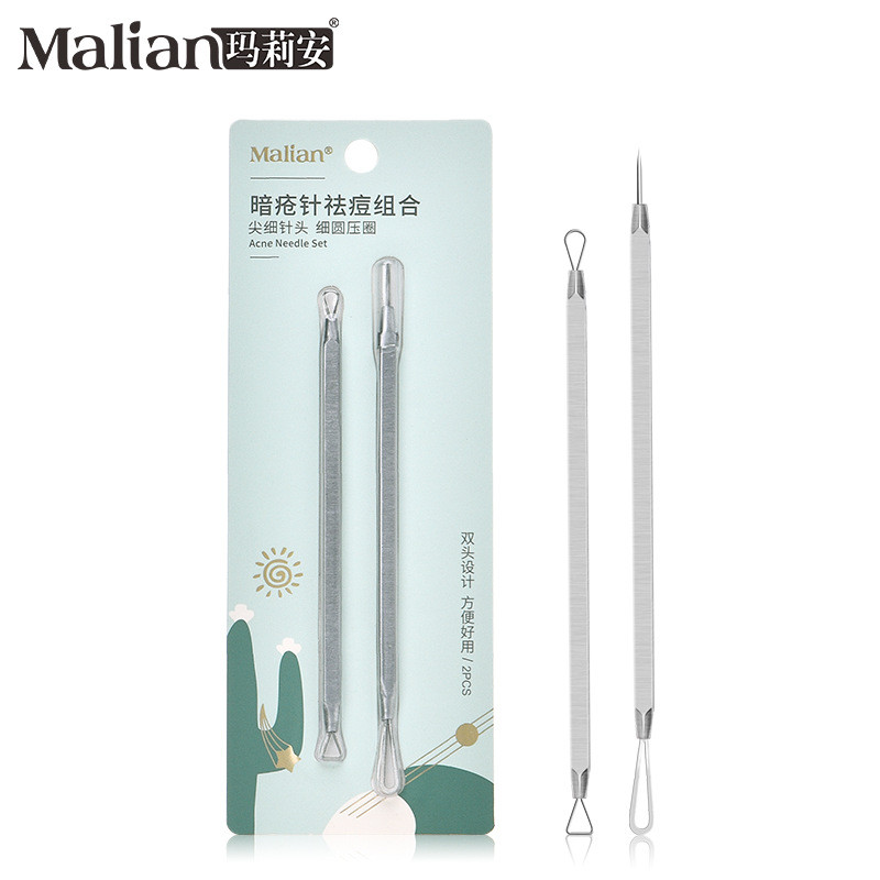 Bộ điều trị mụn Marianne Acne Needle bằng thép không gỉ, kim điều trị mụn hai đầu, kim trị mụn đầu đ