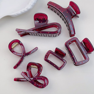 Moouga / angra Dòng Đỏ Lấy Kẹp Đỏ Đậm Đỏ Chấm Bi Hàng Ngày Phong Cách Mới Phù Hợp Với Cá Mập Đơn Giản Kẹp Phụ Kiện Tóc