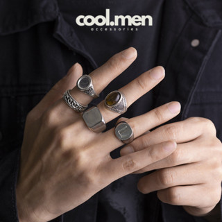 Nhẫn Nam Bộ Set 5 Nhẫn Unisex Titan Không Gỉ Thiết Kế Retro Cổ Điển Dễ Phối Đồ Nhiều Lựa Chọn Coolmen -Nhẫn SET Geotric