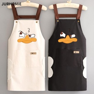 Tạp dề chống bẩn JURHOMIE, In hình vịt hoạt hình có túi Tạp dề chống nước, Phụ kiện nhà bếp Đồng phục nhà cà phê chống mài mòn cho thợ cắt tóc thợ mộc