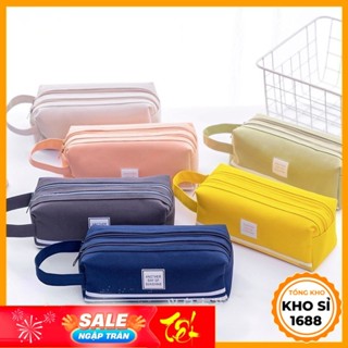 Hộp Bút Vải Canvas Siêu To - Túi Viết Nhiều Màu 2 Ngăn - Bóp Viết E419