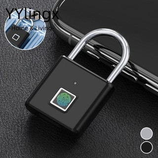 Ổ khóa vân tay thông minh YYLINGX, Khóa mật khẩu vân tay di động chống nước, Ổ khóa vân tay sạc USB chống trộm