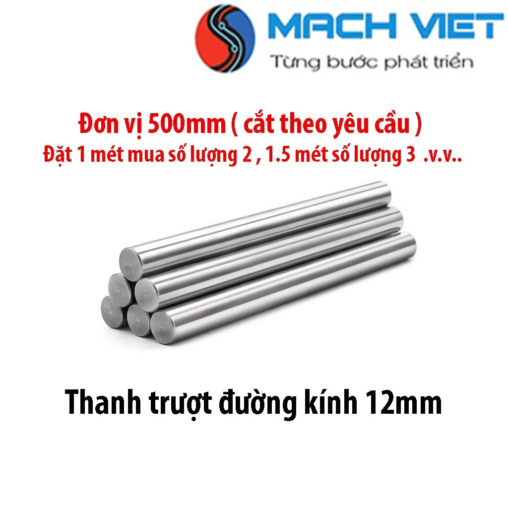 Thanh Ray Trượt tròn không đế phi 12 Ty Trượt Thép Mạ Crom Chống Rỉ