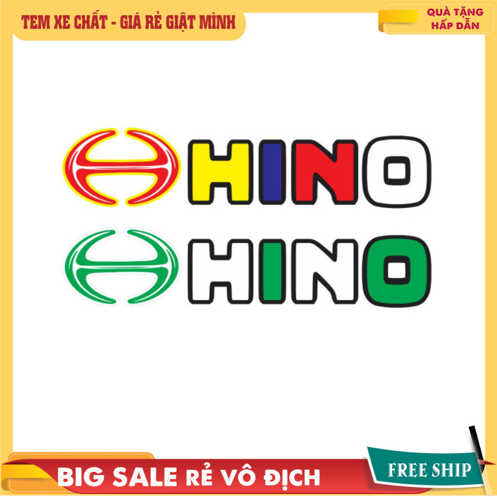 Tem decal chữ HINO dán xe tải (sl: 1 tem)