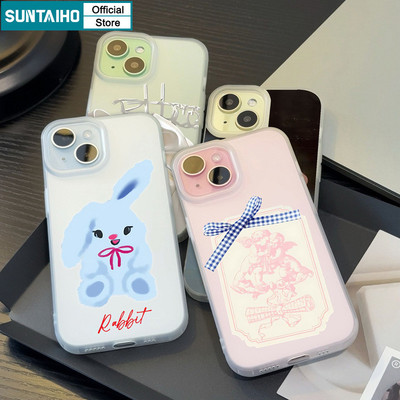 Suntaiho Hoạt Hình Vui Nhộn Thỏ Họa Tiết Nơ Trong Suốt Mờ Dành Cho Iphone 16 15 14 12 13 11 Pro Max IP 7 8 Plus Iphon X Xs XR Xs Max TPU Silicon Mềm Cao Cấp Chống Sốc Ốp điện thoại