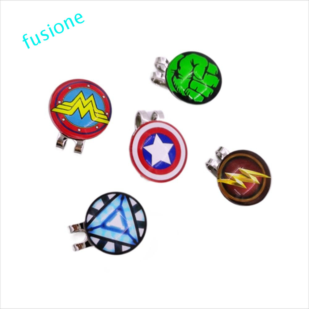 FUSIONEDGE Golf Cap Clip Kim Loại Thể Thao Ngoài Trời Marvel Ball Marker Ball Marker Giá Đỡ Golf Mar