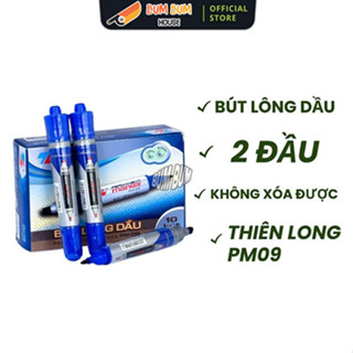 Hộp 10 Cây Bút Lông Dầu 2 Đầu Thiên Long PM09 ( Xanh, Đỏ) mực đạt tiêu chuẩn Châu Âu, bám dính tốt trên nhiều vật liệu
