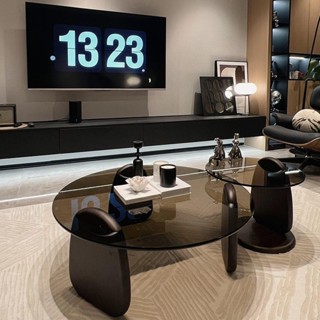 Phòng khách gia đình loại nhỏ bàn trà kính cường lực bàn trà bàn trà tròn bàn trà