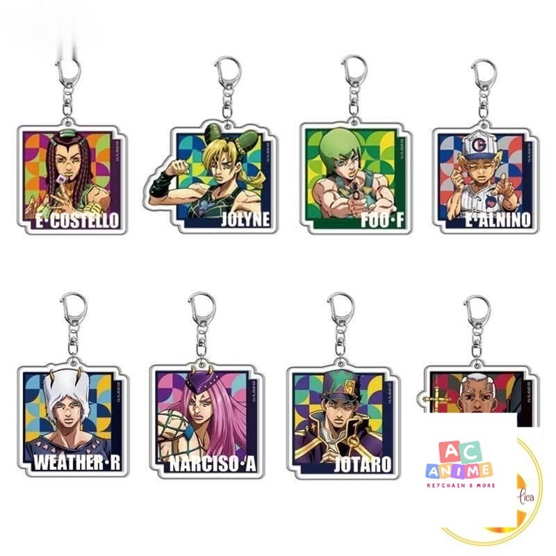 Móc khóa Women Men Arcylic Keychain Kujo Jotaro Kira Yoshikage Caesar Cosplay Keyring Jojos Bizarre 