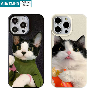 Suntaiho Vỏ Dễ Thương Ngộ nghĩnh Họa Tiết Chó Mèo Ốp Điện Thoại Cho Iphone 16 15 14 13 12 11 Pro Max IP 7 8 Plus Iphon X Xs XR Xs Max Silicon Mềm Cao Cấp Chống Sốc Ốp Lưng