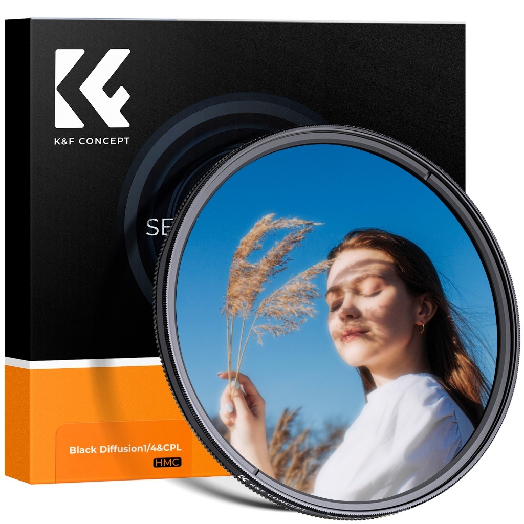 K & F Concept NANO-C Black Mist 1 / 4 & CPL Filter 2 trong 1 Bộ lọc hiệu ứng phân cực tròn khuếch tán màu đen 37mm-82mm