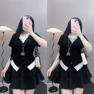 Set Sơ Mi Kiểu Nàng Thơ Bigsize Nữ 60kg Đến 90kg Kèm Chân Váy A Xòe Vải Mát Xinh Xắn Lên Phom Đáng Iu SET(SM185-CV409)