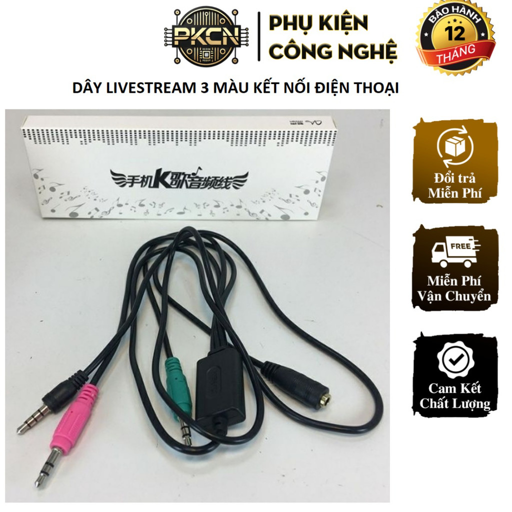 Dây Livestream 3 Màu Kết Nối Điện Thoại – Live Facebook, BIGO Mượt, Âm Thanh Chuẩn Studio