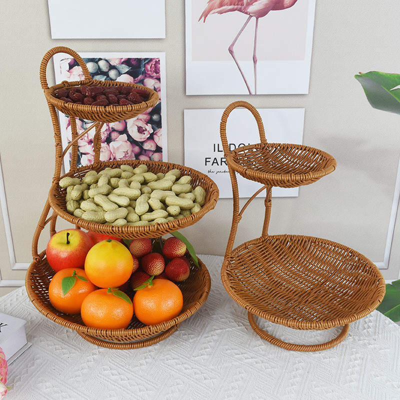 Rattan-like Woven Fruit Basket Household Creative Multi-Layer Fruit Plate Fruit Bread Cabas Tray Sna