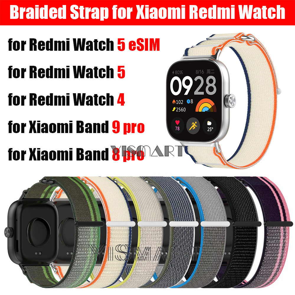 Dây đeo bện Nylon cho Redmi Watch 5 eSIM / Watch 4 vòng đeo tay cho phụ kiện Xiaomi Mi Band 9 Pro / 