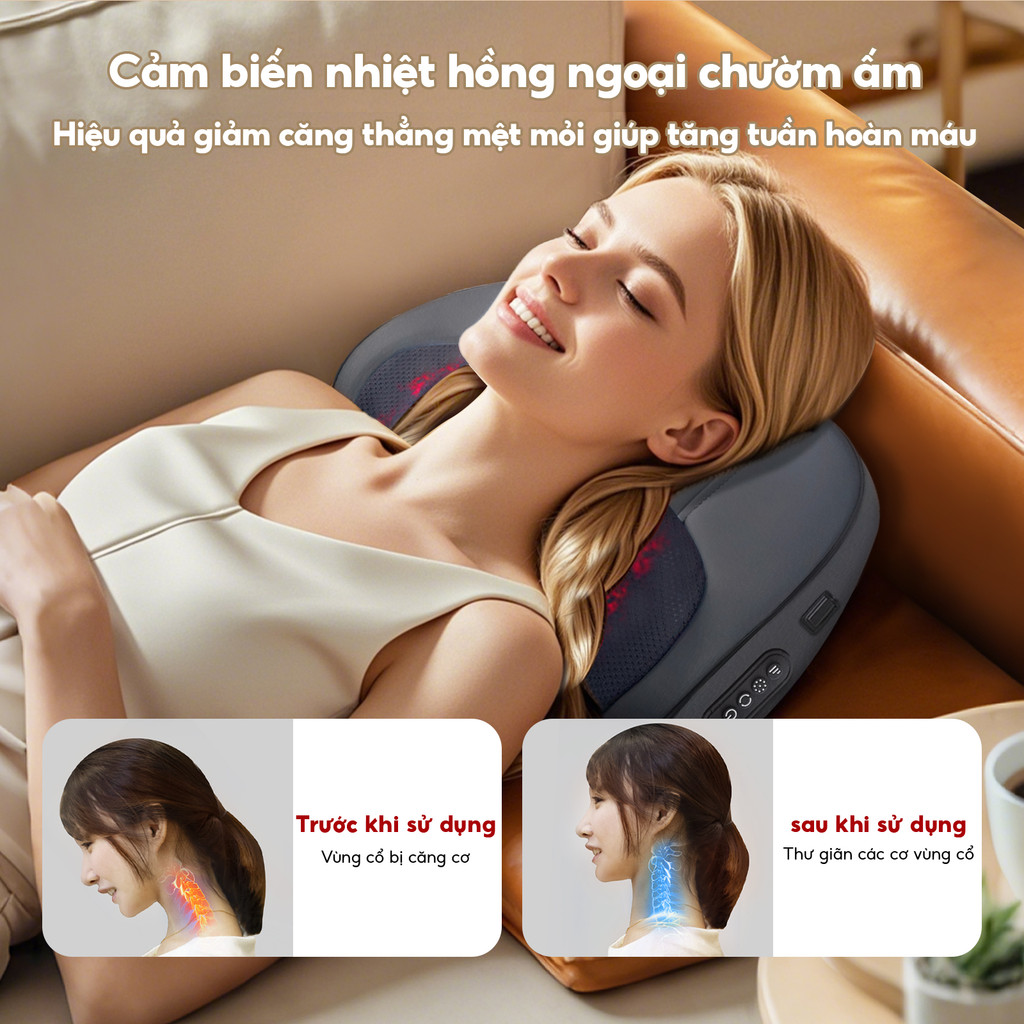 Gối Massage Hồng Ngoại Bomidi MP1 Pro Gối MatXa Cổ Vay Gáy 3 chế độ, xoay 2 chiều  đỡ mệt hiệu quả. | BigBuy360 - bigbuy360.vn