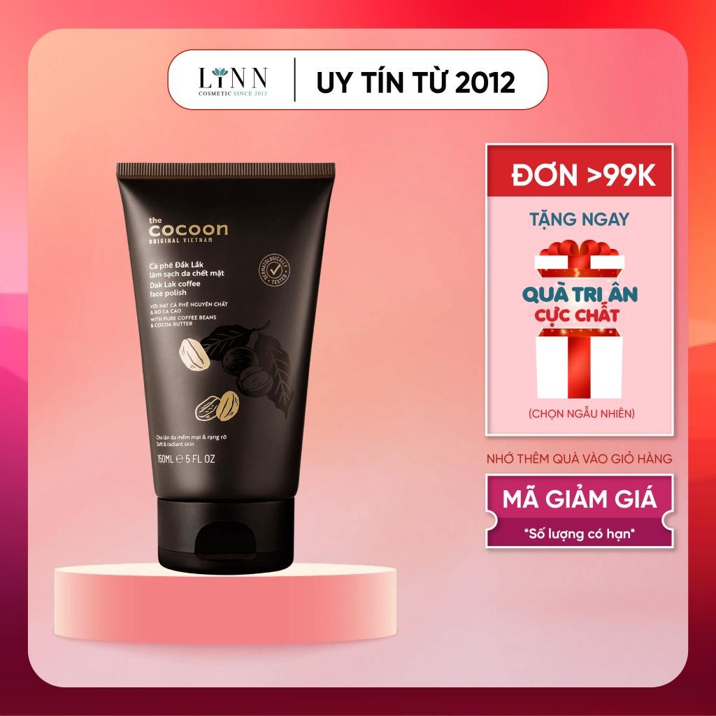 Tẩy tế bào chết da mặt Cocoon DakLak Coffee Face Polish tẩy da chết mặt cà phê cocoon Việt Nam 150ml
