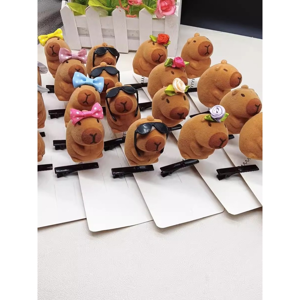2025 Phong Cách Mới Capybara Kẹp Tóc Hoạt Hình Mũ Dễ Thương Dễ Thương Capybara Mùa Xuân Kẹp Ngộ nghĩ