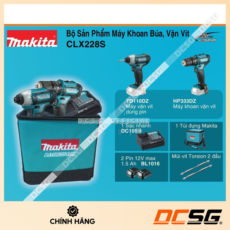 Bộ sản phẩm HP333D + TD110D 12V Max Makita CLX228S | DCSG Store