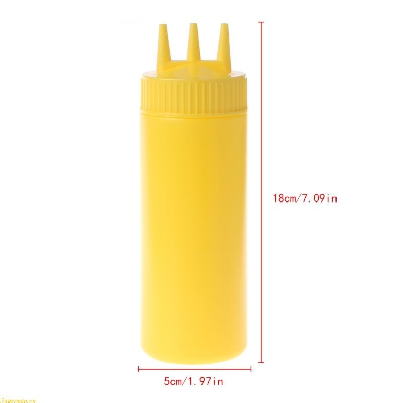 3 Hole Squeeze Bottle Condiment Dispenser Sauce Vinegar Oil Ketchup Cruet Bin