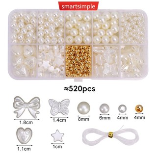  Smartsimple 520 Cái   hộp Hỗn Hợp Ngọc Trai Miếng Đệm Hạt Bộ Có Dây DIY Trang Sức Làm Hạt Phụ Kiện F4H7 