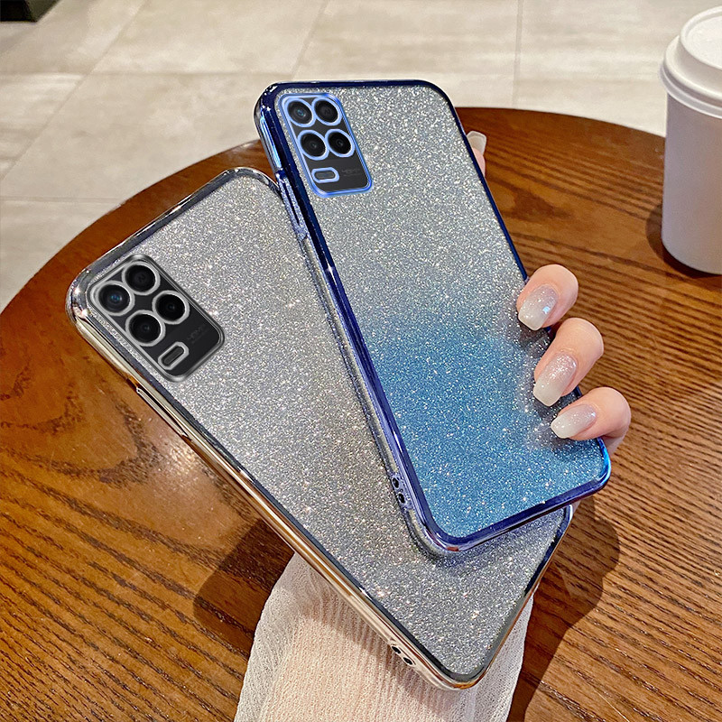 Dành Cho OPPO A54 4G Ốp Lưng OPPO A54 4G Ốp Điện Thoại Sáng Bóng Lấp Lánh Mạ Ống Kính Máy Ảnh Silico
