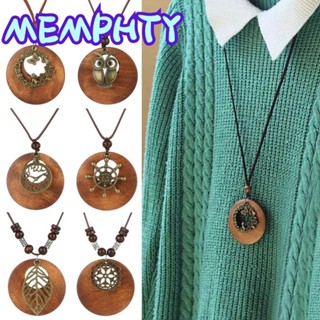 MEMPHTY Vòng cổ Da Mặt Gỗ Phong Cách Retro Vintage Dành Cho Nữ