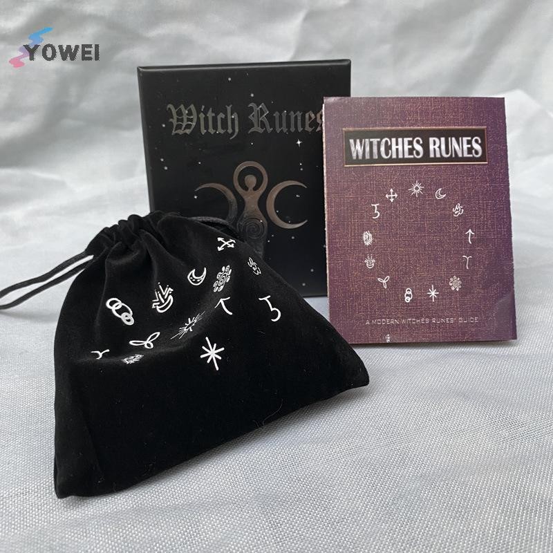 Yowei Gỗ Runes Bộ Đá Phù Thủy Rune Bộ 14 Chiếc Khắc Rune Biểu Tượng Cho Bói Toán VN