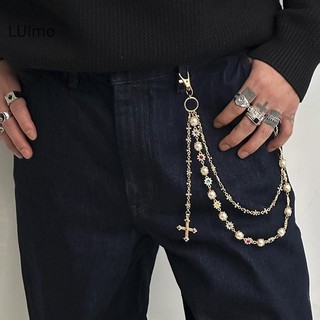  LUImo Tinh Tế Sang Trọng Chữ Thập Mặt Dây Chuyền Giả Ngọc Trai Quần Dây Xích Cho Nam Punk Quần Dây Xích Hip Hop Quần Jean Dây Xích Phụ Kiện Quần Áo SBS 
