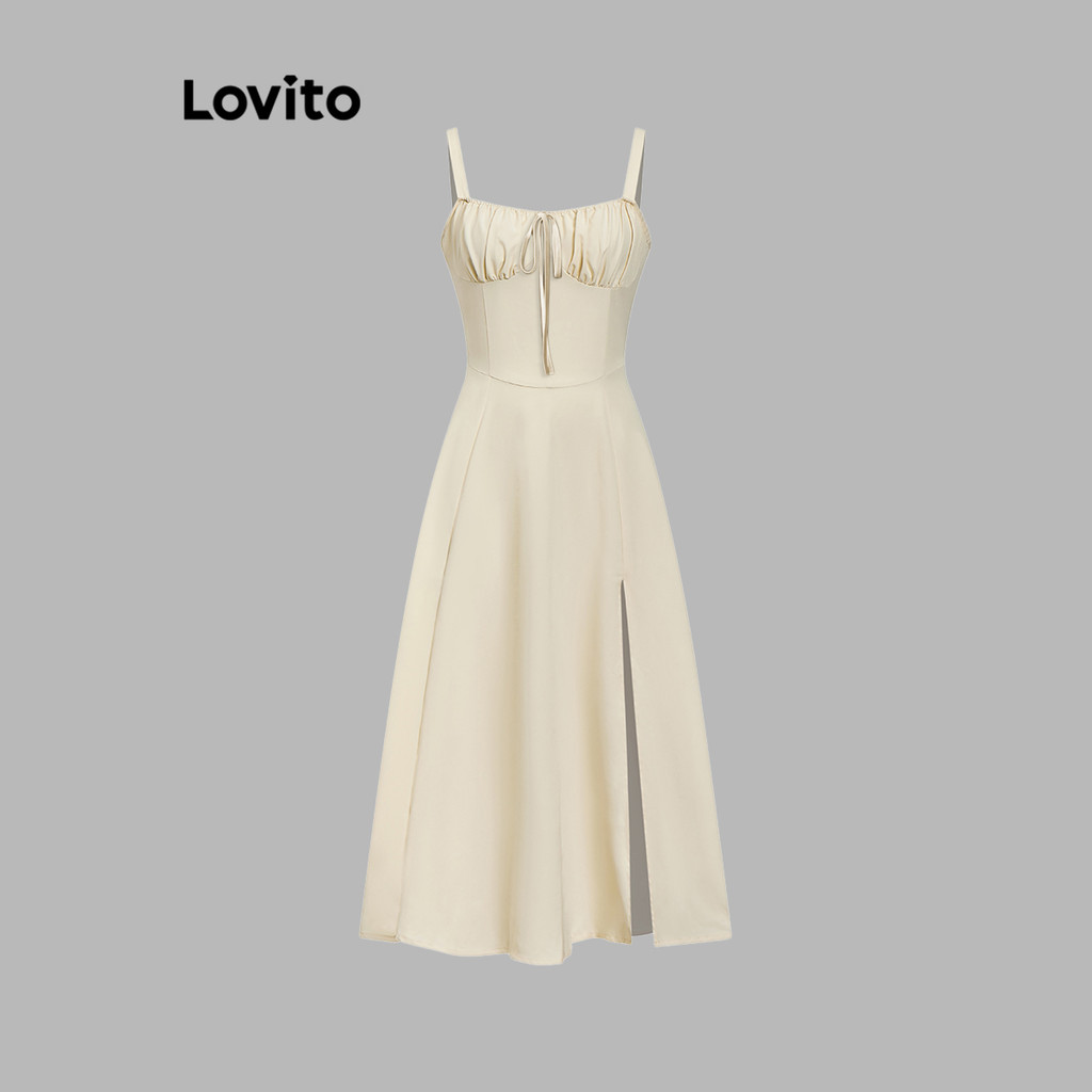 (KOL‘s pick) Đầm Lovito cột dây lưng màu trơn thanh lịch cho nữ L74ED185(Nhiều màu) | BigBuy360 - bigbuy360.vn
